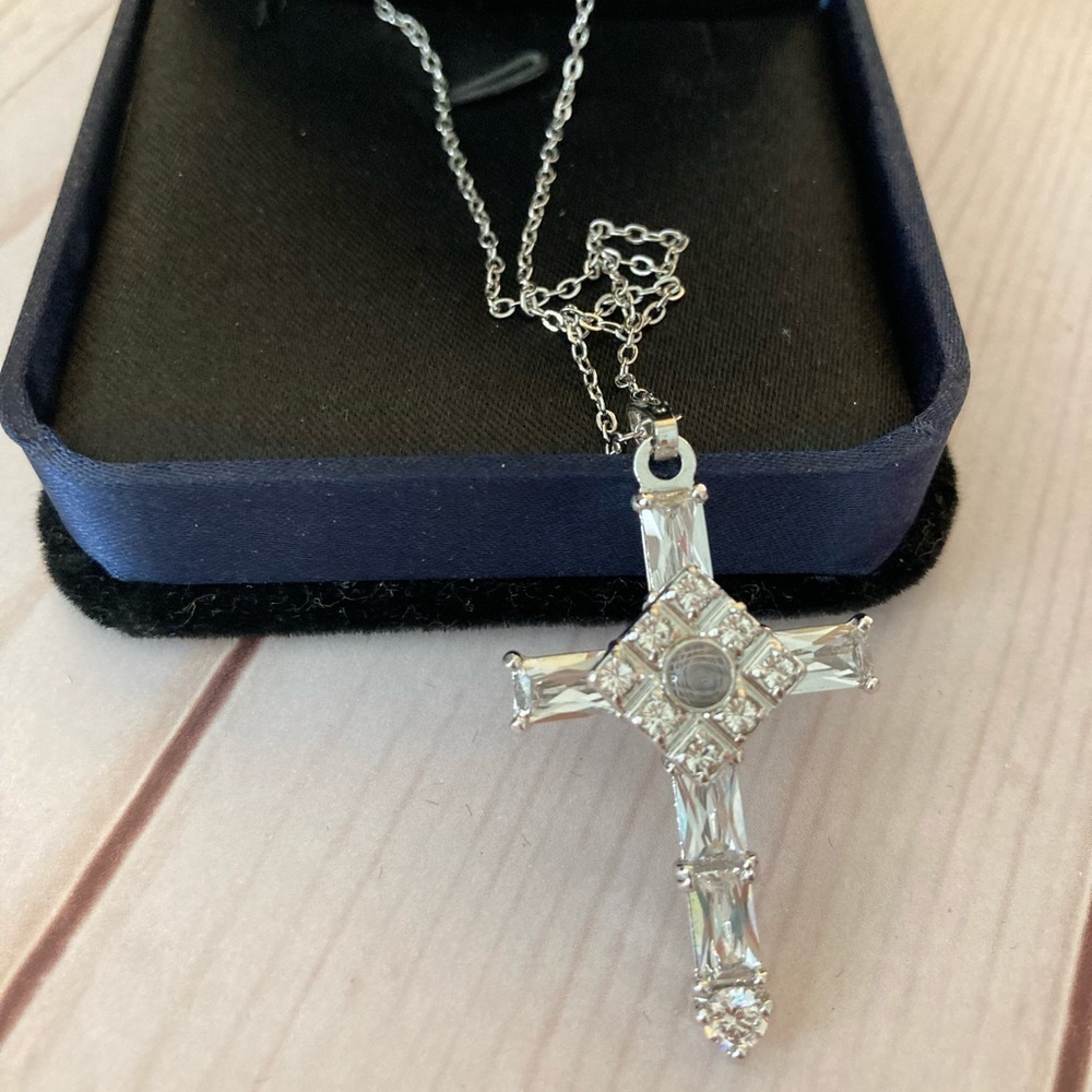 Cross Necklace SS With CZ Stones
